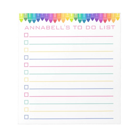 Pastel Crayons To Do List Personalize ノートパッド (正面)