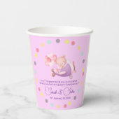 Pastel Cream Baby Shower Bear Airplane Text 紙コップ (裏面)