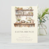Pastel Cream & Brown Vintage Kitchen Easter Brunch 招待状 (スタンド正面)