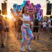 Pastel Crystal Geometric Holographic レギンス