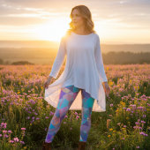 Pastel Crystal Geometric Holographic レギンス