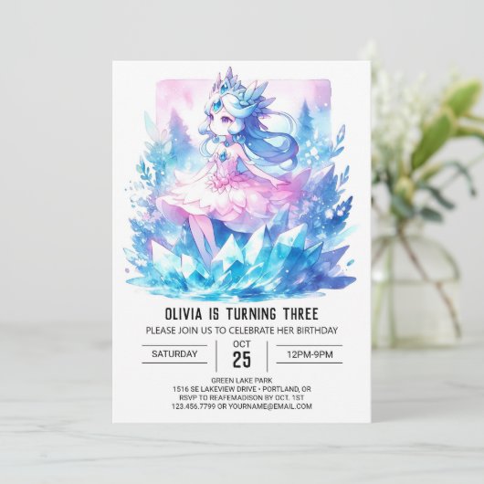 Pastel Custom Princess Birthday 招待状 (スタンド正面)