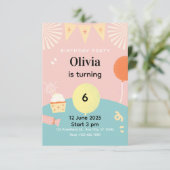 Pastel Cute Bunny Kids Birthday Party Invitation 招待状 (スタンド正面)