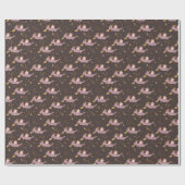 Pastel Cute Dragons Pattern Brown ラッピングペーパー (フラット)