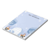 Pastel Cute Reindeer Christmas Teacher Notepad ノートパッド (回転)