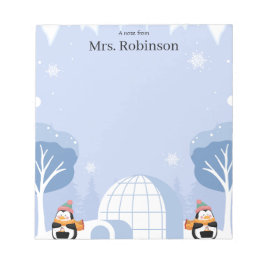 Pastel Cute Reindeer Christmas Teacher Notepad ノートパッド