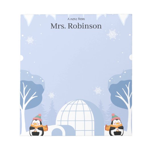 Pastel Cute Reindeer Christmas Teacher Notepad ノートパッド (正面)