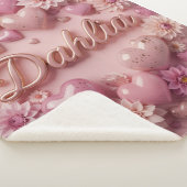 Pastel Dahlia Bloom Art with Hearts シェルパブランケット (3/4)