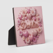 Pastel Dahlia Bloom Art with Hearts! フォトプラーク (正面)