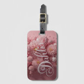 Pastel Dahlia Bloom Art with Hearts ラゲッジタグ (正面縦)