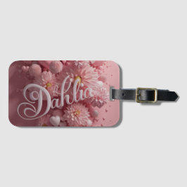 Pastel Dahlia Bloom Art with Hearts ラゲッジタグ