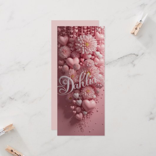 Pastel Dahlia Bloom Art with Hearts Card (正面/裏面インサイチュ)