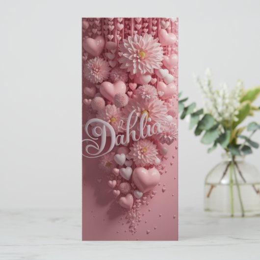 Pastel Dahlia Bloom Art with Hearts Card (スタンド正面)