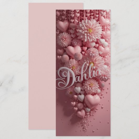 Pastel Dahlia Bloom Art with Hearts Card (正面/裏面)