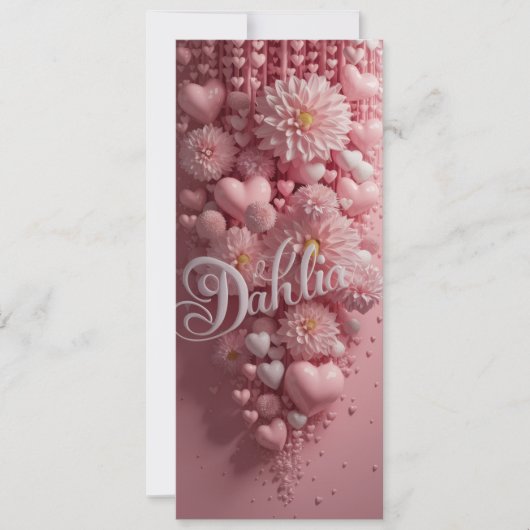 Pastel Dahlia Bloom Art with Hearts Card (正面)