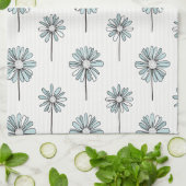 Pastel Daisy Line Art Stripe キッチンタオル (折り畳み)