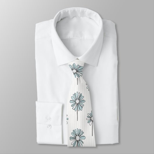 Pastel Daisy Line Art Stripe ネクタイ (タイ)