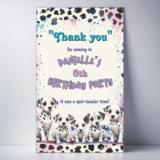 Pastel Dalmatian Spot-tacular Thank You  長方形シール