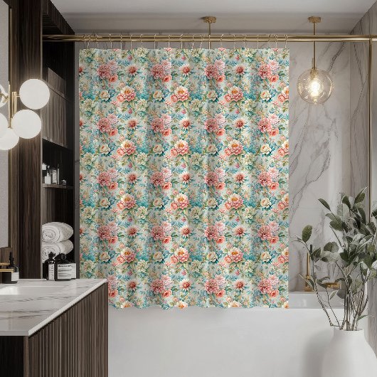 Pastel Damask Curtain Rococo Elegance for Bath シャワーカーテン