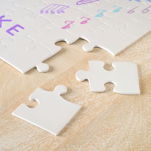 Pastel Dancing Dinosaurs Purple Blue Personalized ジグソーパズル (側面)