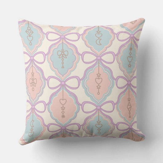 Pastel Decorative Girly Pink and Blue クッション (裏面)