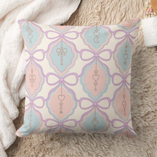 Pastel Decorative Girly Pink and Blue クッション (ブランケット)