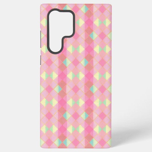 Pastel Diamond Check Phone Case Samsung Galaxyケース (裏面)