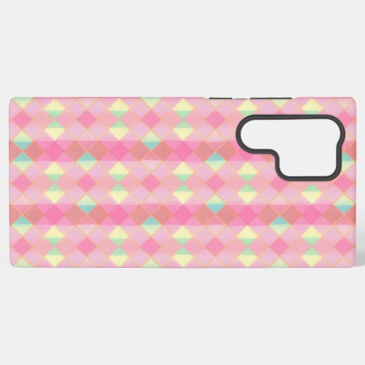 Pastel Diamond Check Phone Case Samsung Galaxyケース (裏面横)