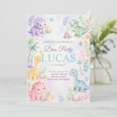 Pastel Dinosaur Birthday Invitation Editable 招待状 (スタンド正面)