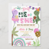 Pastel Dinosaur He or She Gender Reveal 招待状 (正面)