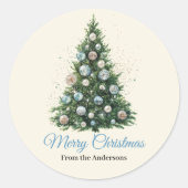 Pastel Disco Ball Ornament Christmas Tree Custom  ラウンドシール (正面)