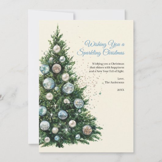 Pastel Disco Ball Ornament Christmas Tree Photo シーズンカード (正面)