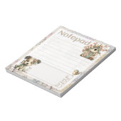 Pastel Dog & Floral – Birdhouse Spring Design ノートパッド (回転)