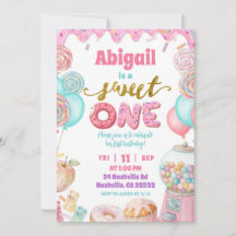 Pastel Donut SweetOne First Birthday party Invitat