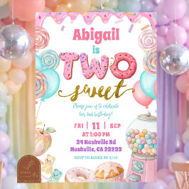 Pastel Donut Two Sweet 2nd Birthday party Invitati 招待状