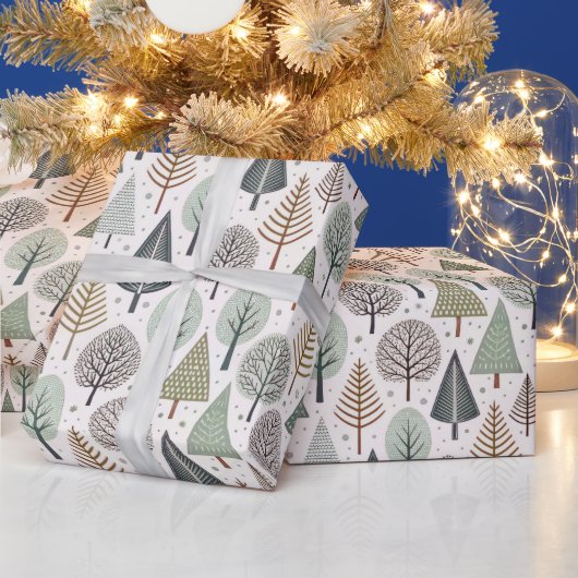 Pastel Doodle Christmas Tree Holiday Pattern ラッピングペーパー (クリスマス)