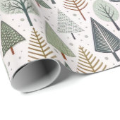 Pastel Doodle Christmas Tree Holiday Pattern ラッピングペーパー (ロールコーナー)