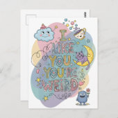 Pastel Doodle Whimsical Cat Monster ポストカード (正面/裏面)