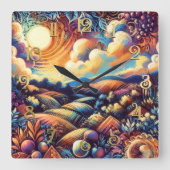 Pastel Drawing Abstract Landscape スクエア壁時計 (正面)