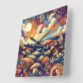 Pastel Drawing Abstract Landscape スクエア壁時計 (傾斜)