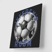 Pastel Drawing Black White Soccer Ball Personalize スクエア壁時計 (傾斜)