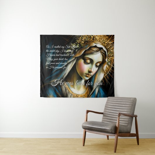 Pastel Drawing Blessed Virgin Mother Message タペストリー (インサイチュ(横))
