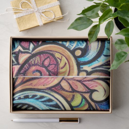 Pastel Drawing Bohemian Intricate Design 薄葉紙 (ギフト)