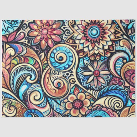 Pastel Drawing Bohemian Intricate Design 薄葉紙 (正面)