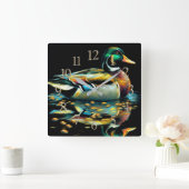 Pastel Drawing Duck on Water スクエア壁時計 (ホーム)