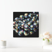 Pastel Drawing Iridescent Beads on Black スクエア壁時計 (ホーム)