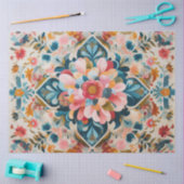 Pastel Drawing of a Floral Pattern Block 薄葉紙 (クラフト)