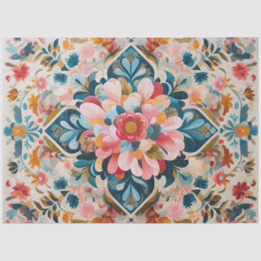 Pastel Drawing of a Floral Pattern Block 薄葉紙 (正面)