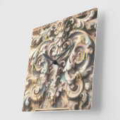 Pastel Drawing of Architecture Ornate Stone Carved スクエア壁時計 (傾斜)