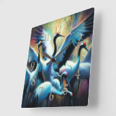 Pastel Drawing of Chinese Red-Crowned Cranes スクエア壁時計 (傾斜)